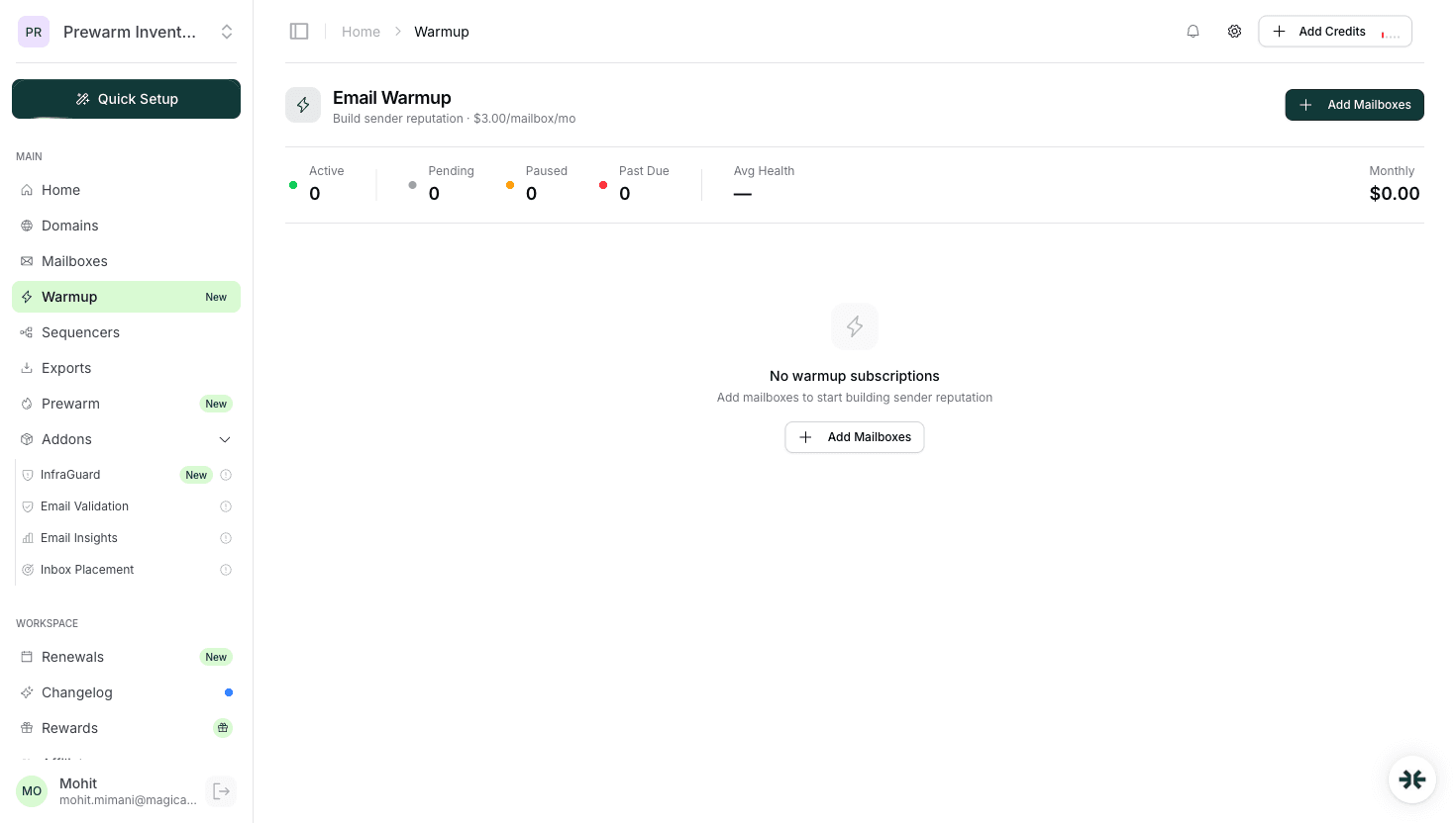InboxKit email warmup page